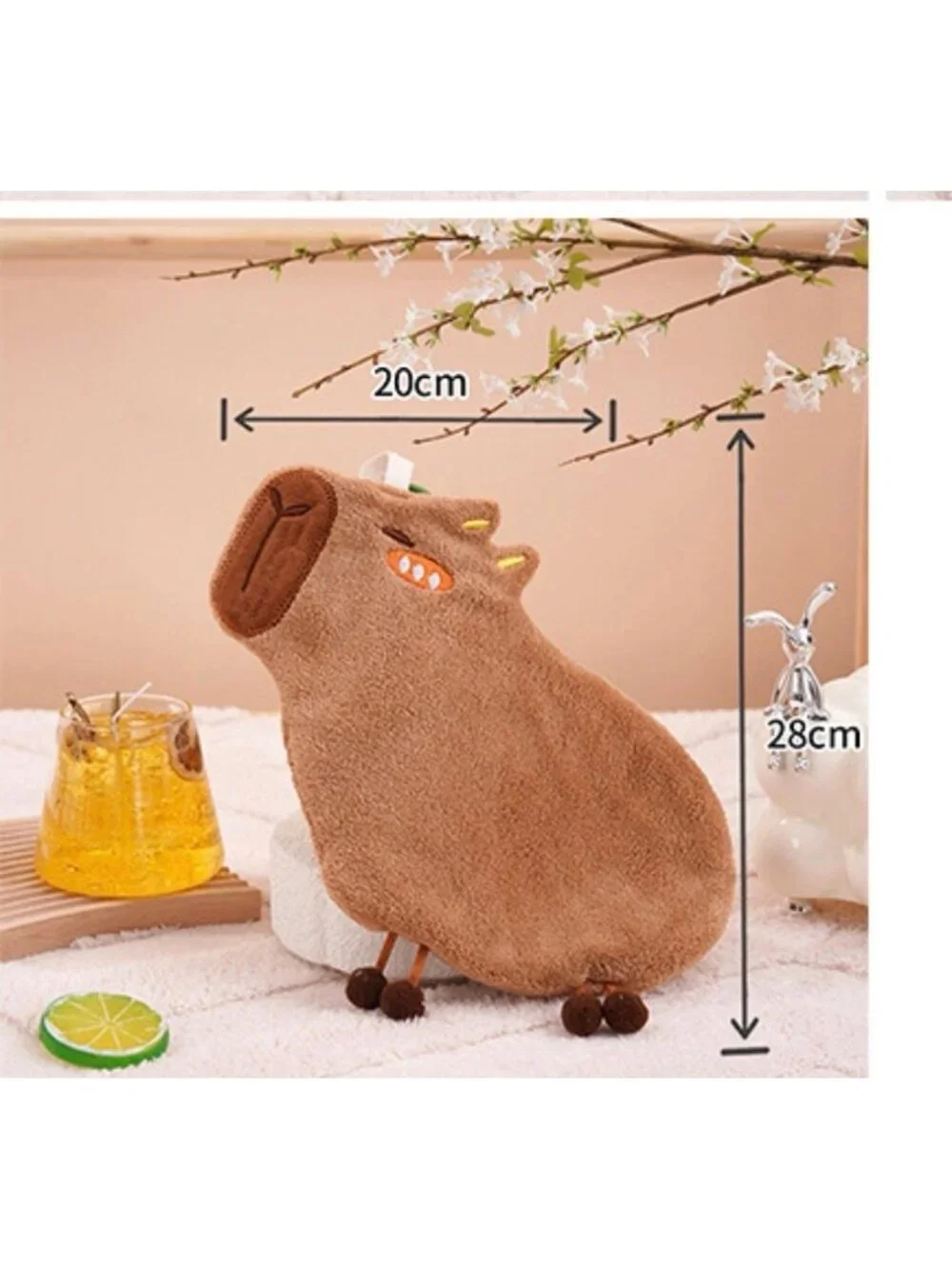 Capybara Hand Towel Plush Hanging Towel Kawaii Soft Bathroom Kitchen Decor